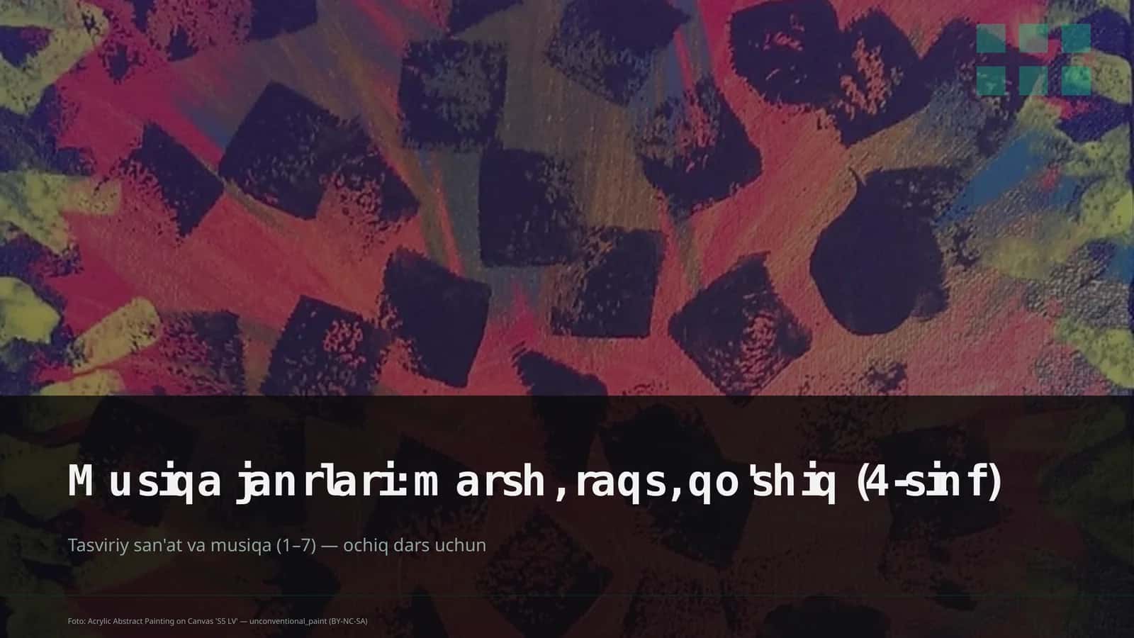 Tasviriy san'at va musiqa (1–7) — ochiq dars uchun