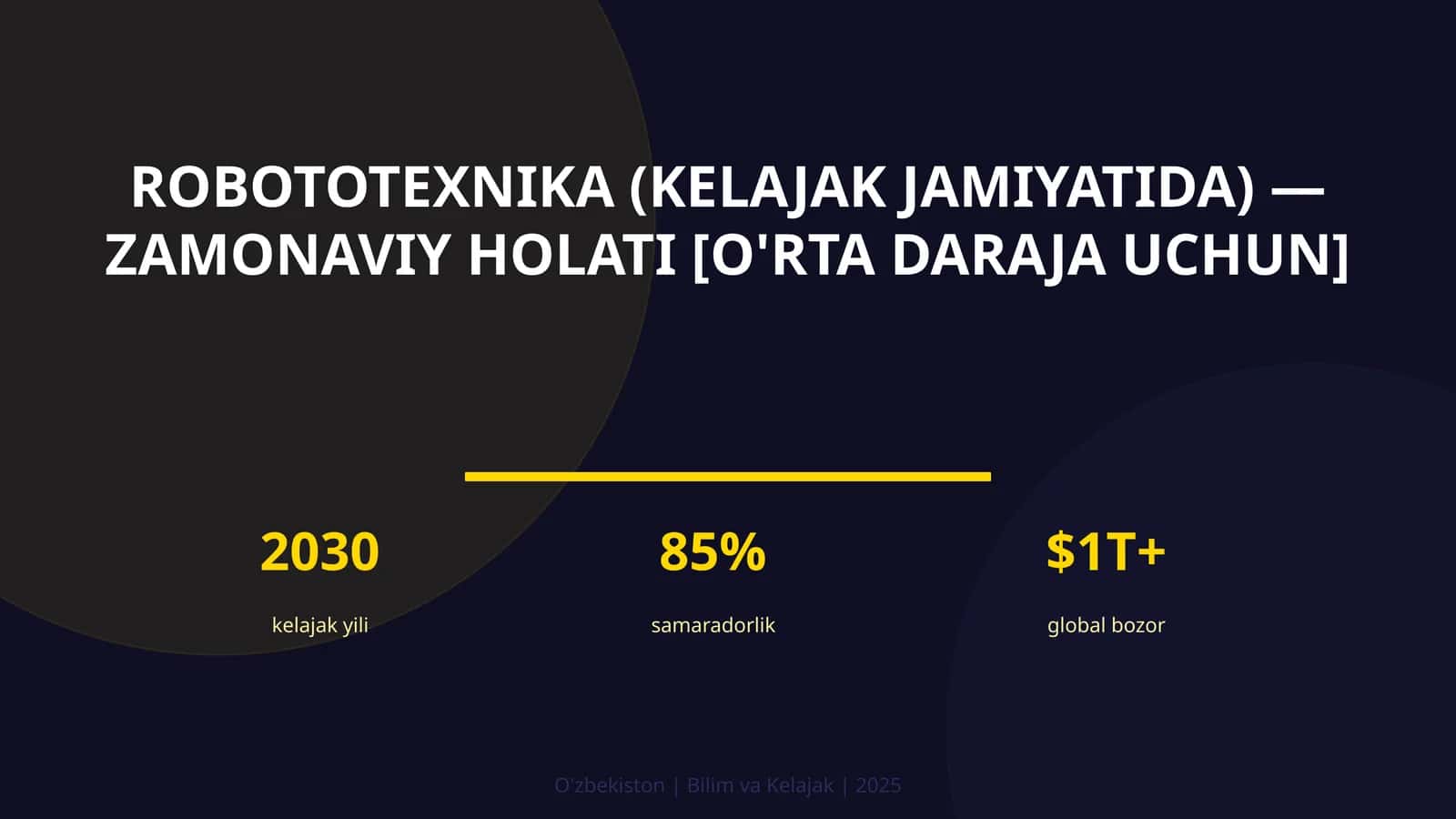 Robototexnika (kelajak jamiyatida) — zamonaviy holati [o'rta daraja uchun]