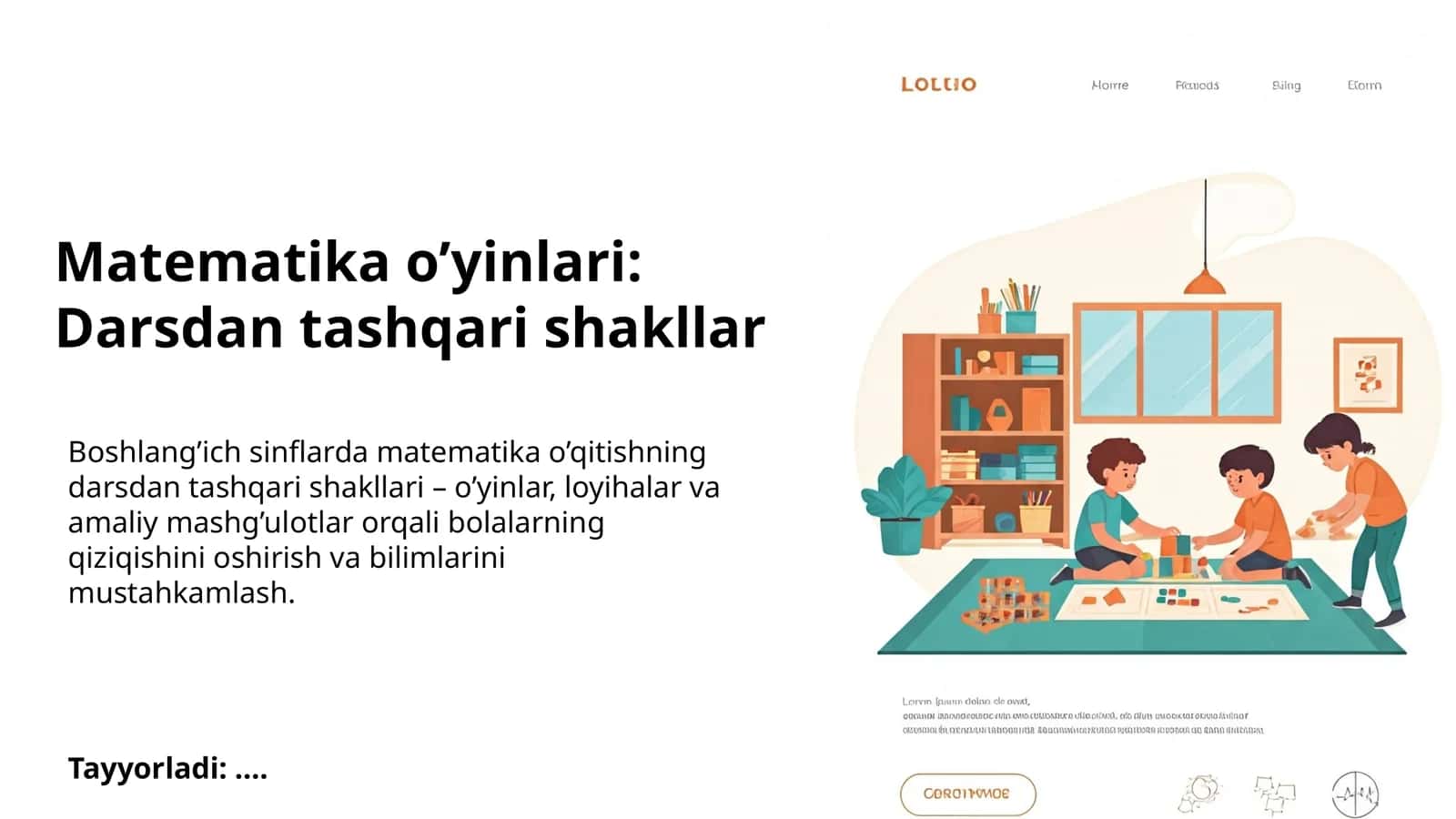 Matematika o’yinlari: Darsdan tashqari shakllar