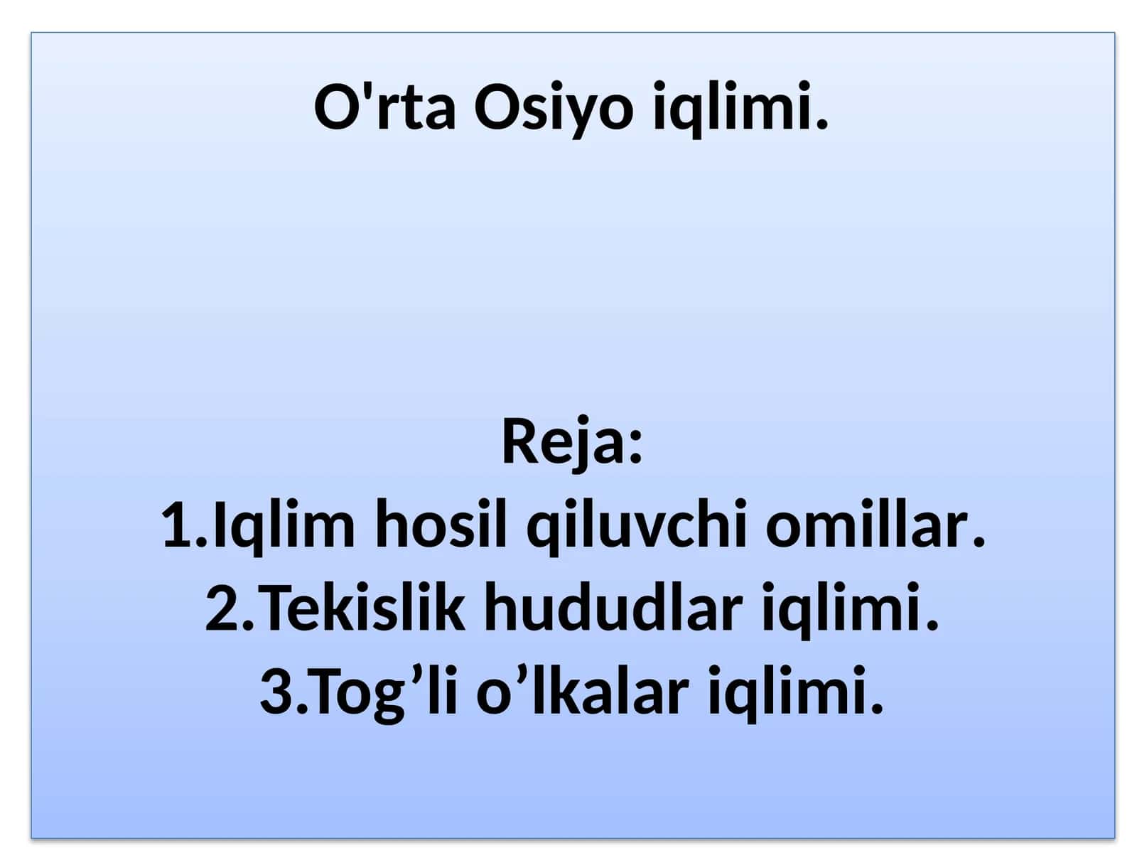 O'rta Osiyo iqlimi