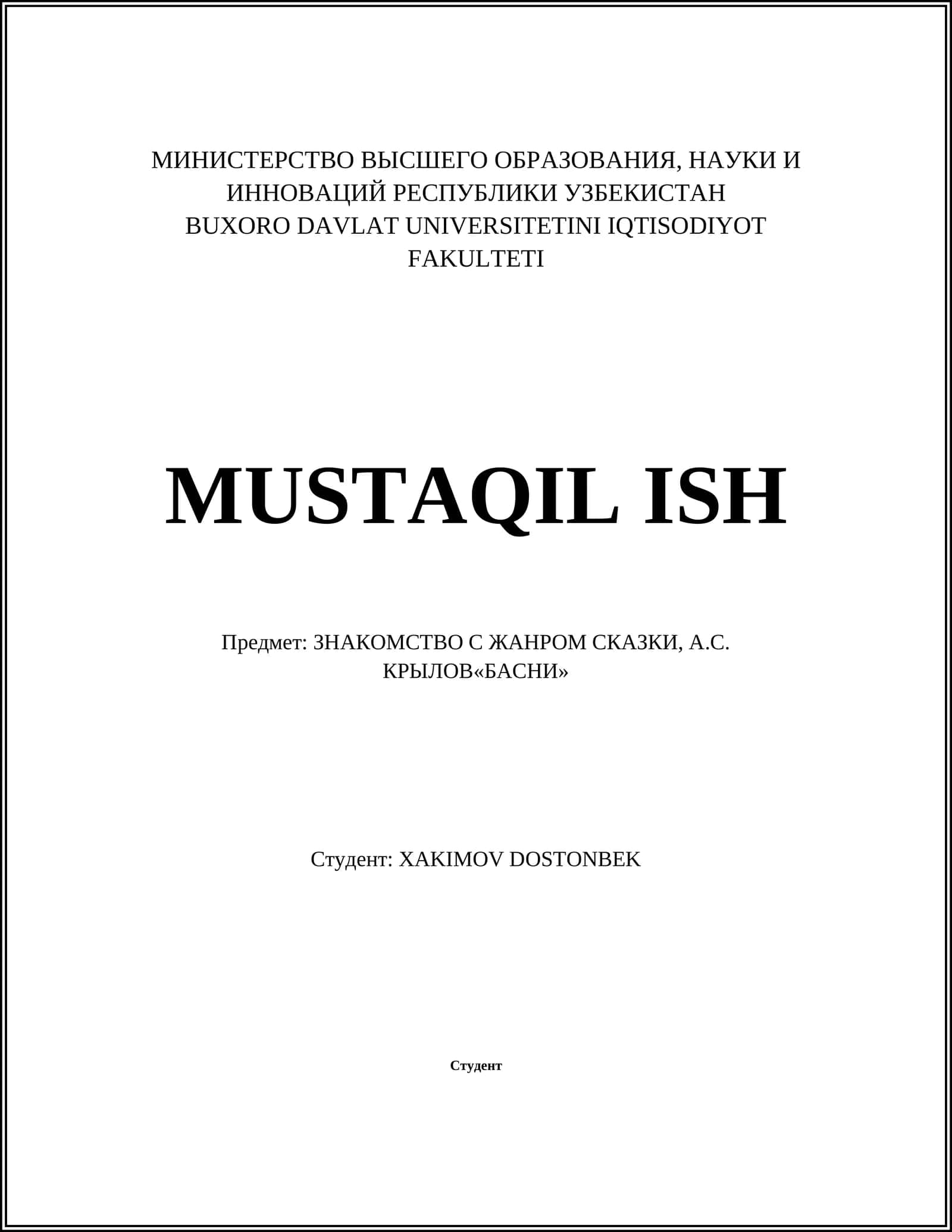 MUSTAQIL ISH