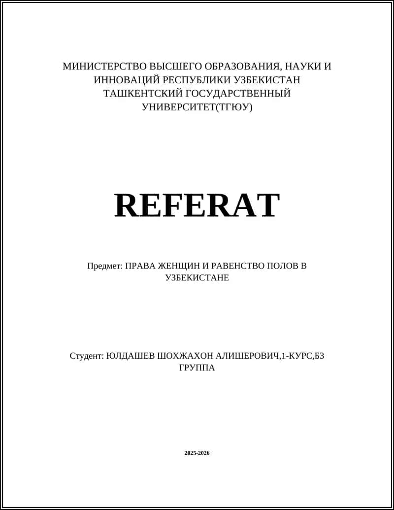 ПРАВА ЖЕНЩИН И РАВЕНСТВО ПОЛОВ В УЗБЕКИСТАНЕ
