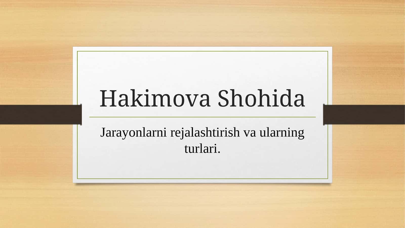 Jarayonlarni Rejalashtirish