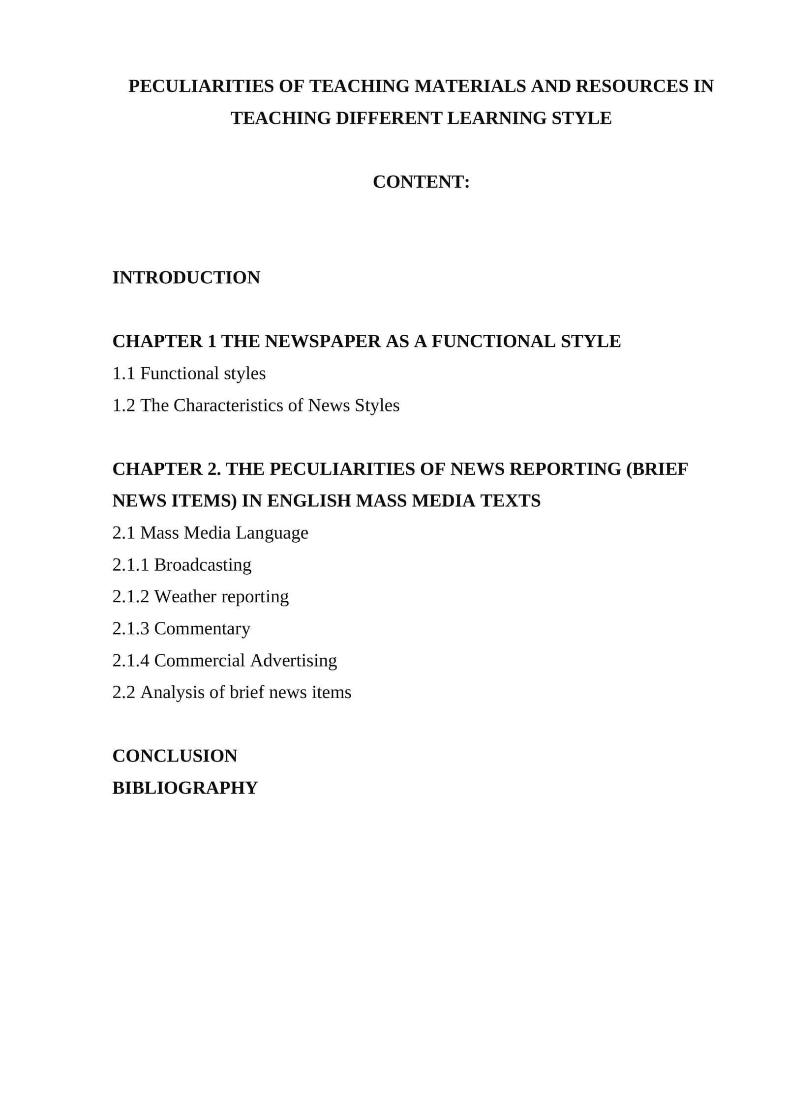 PECULIARITIES OF TEACHING MATERIALS AND RESOURCES IN TEACHING DIFFERENT LEARNING STYLE