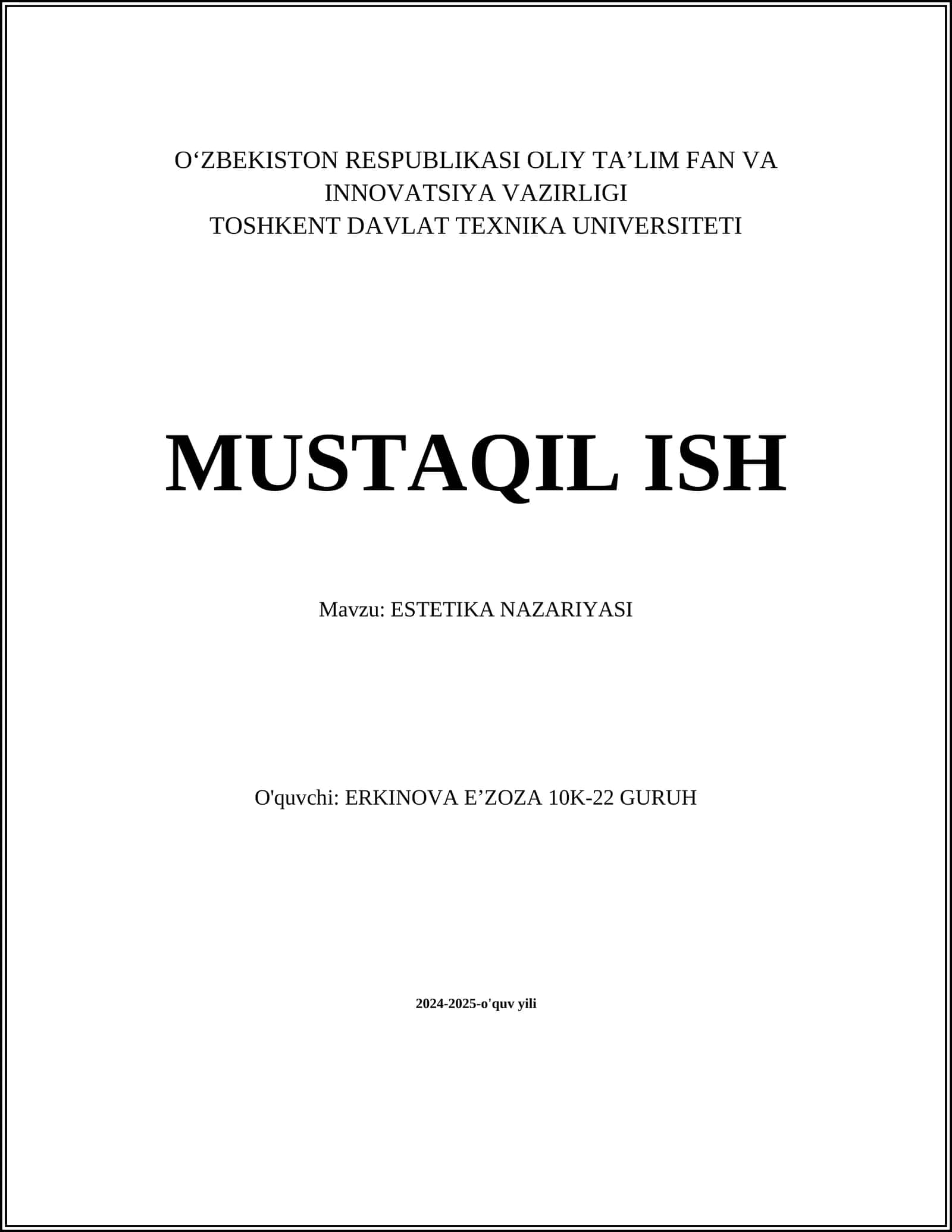 ESTETIKA NAZARIYASI