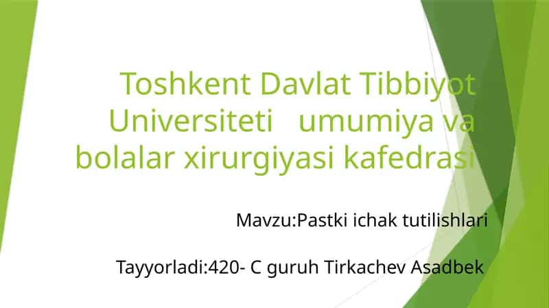 Pastki ichak tutilishi