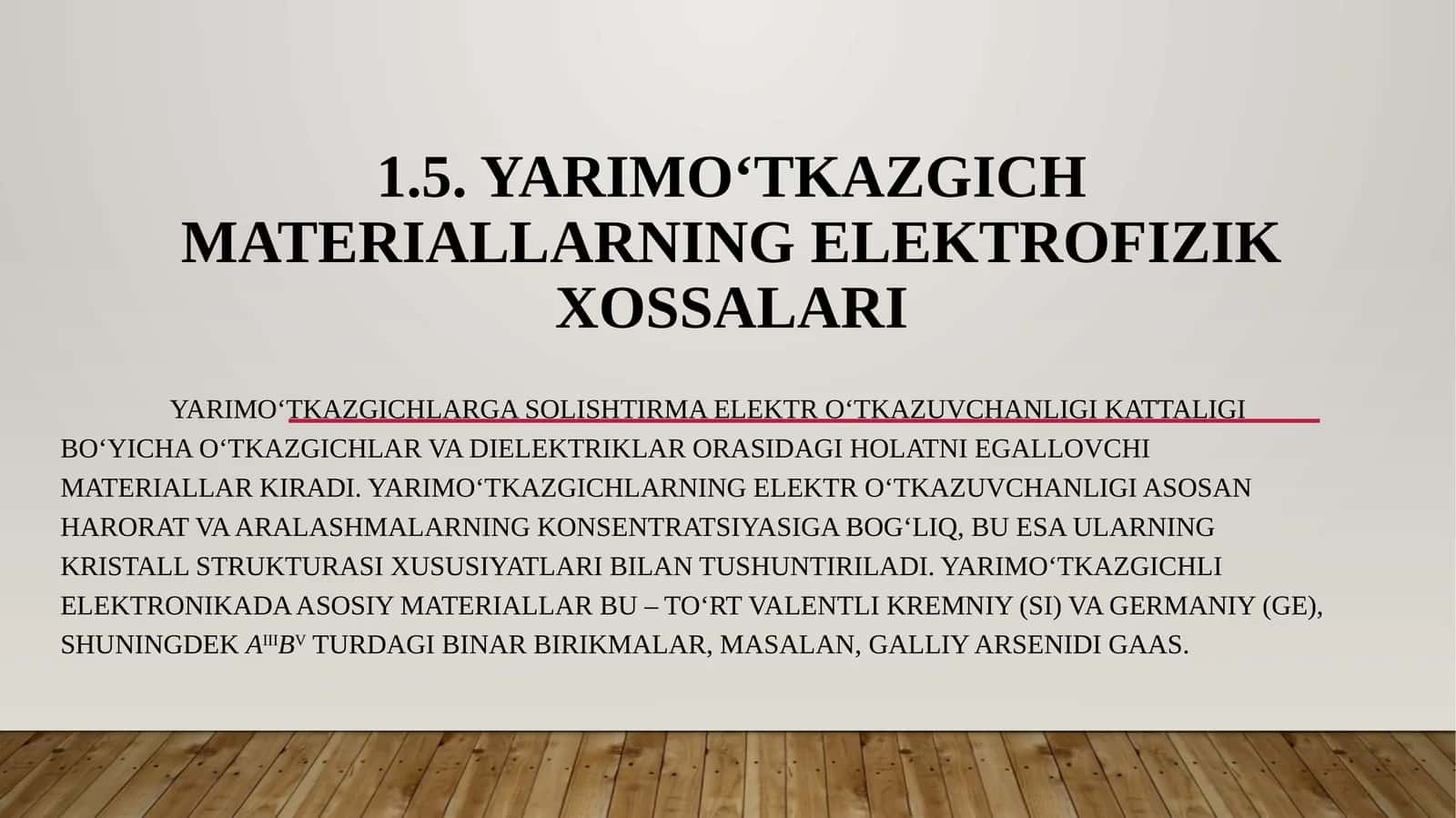 Yarimo‘tkazgich materiallarning elektrofizik xossalari