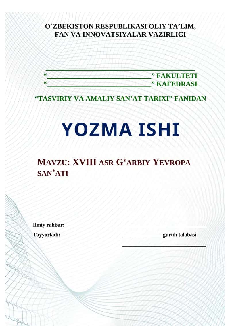 XVIII ASR G‘ARBIY YEVROPA SAN’ATI