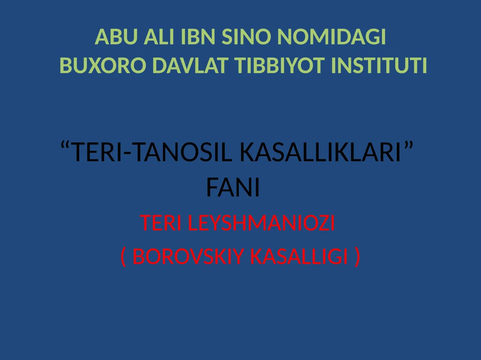 TERI LEYSHMANIOZI