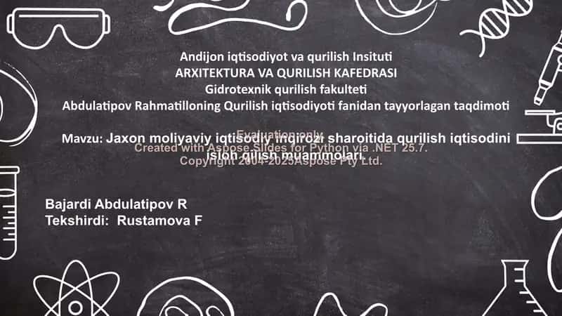 Jaxon moliyaviy iqtisodiy inqirozi sharoitida qurilish iqtisodini isloh qilish muammolari