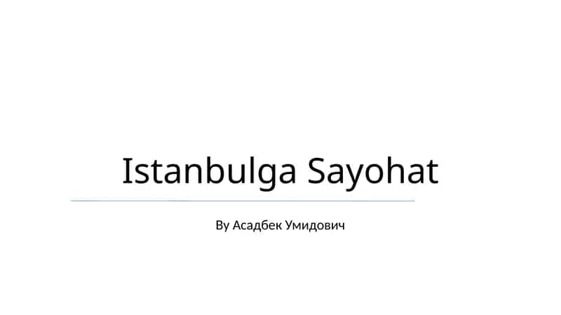 Istanbulga Sayohat