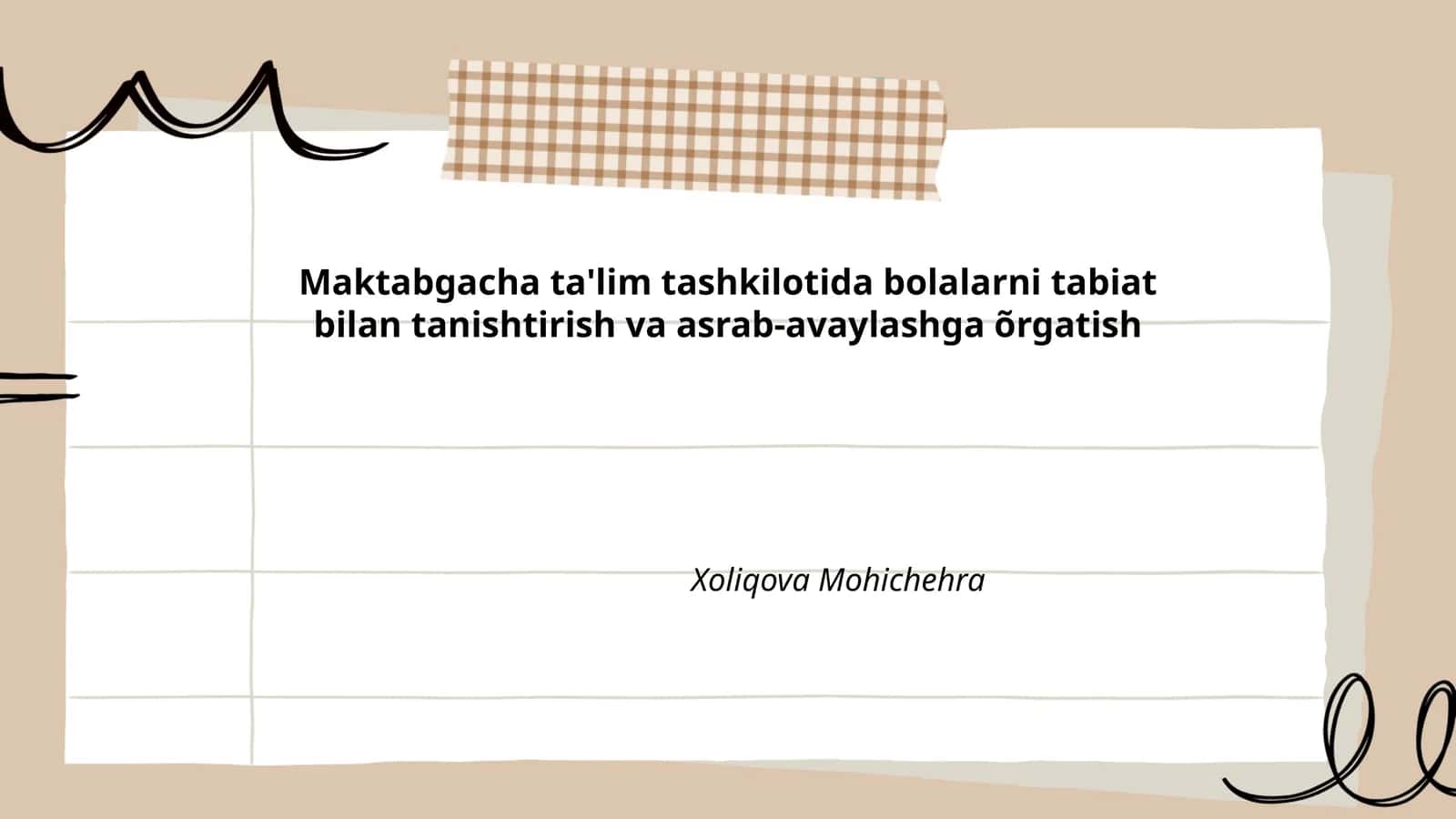 Maktabgacha ta'limda tabiat bilan tanishtirish