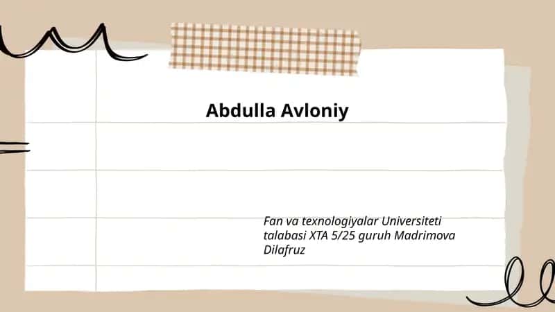 Abdulla Avloniy: hayoti va ijodi