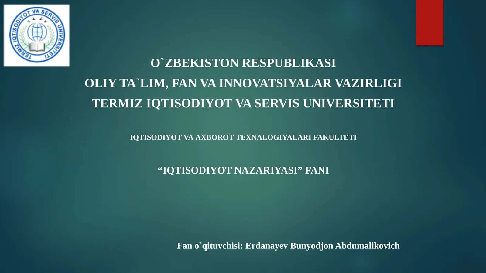 O'zbekiston Respublikasi iqtisodiyoti