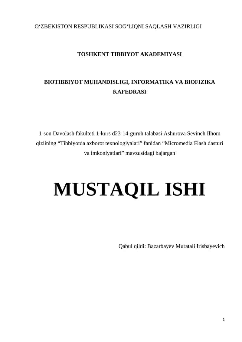 Micromedia Flash dasturi va imkoniyatlari