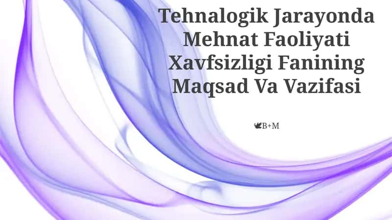 Tehnalogik Jarayonda Mehnat Faoliyati Xavfsizligi
