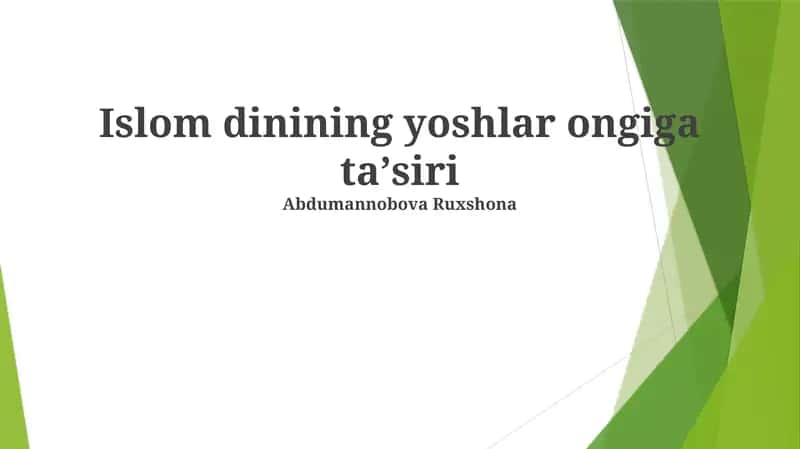 Islom dinining yoshlar ongiga taʼsiri