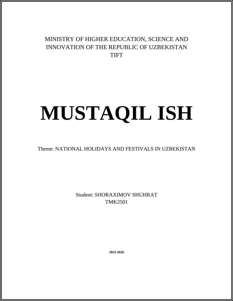 NATIONAL HOLIDAYS AND FESTIVALS IN UZBEKISTAN
