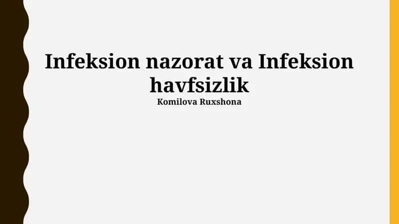 Infeksion nazorat va Infeksion havfsizlik