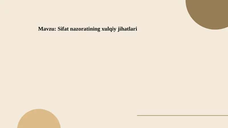 Sifat nazoratining xulqiy jihatlari