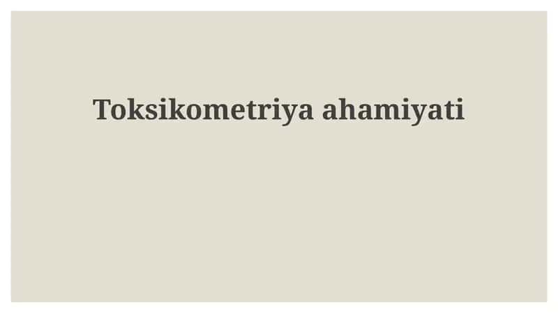 Toksikometriya