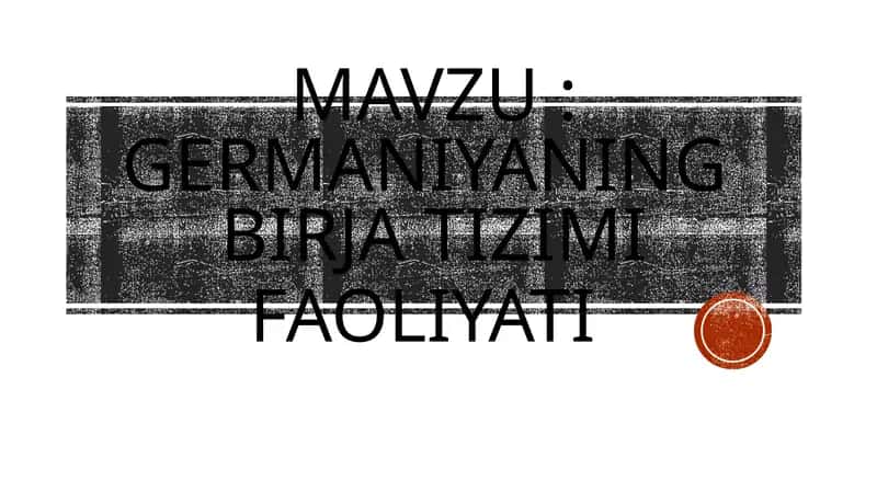 Germaniyaning birja tizimi faoliyati