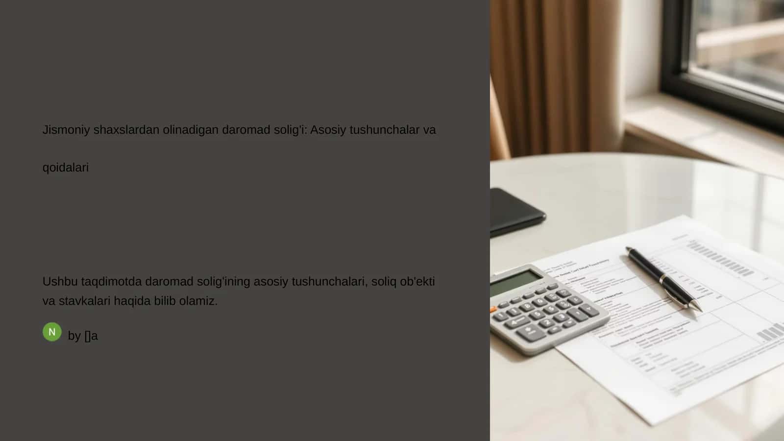 Jismoniy shaxslardan olinadigan daromad solig'i: Asosiy tushunchalar va qoidalari