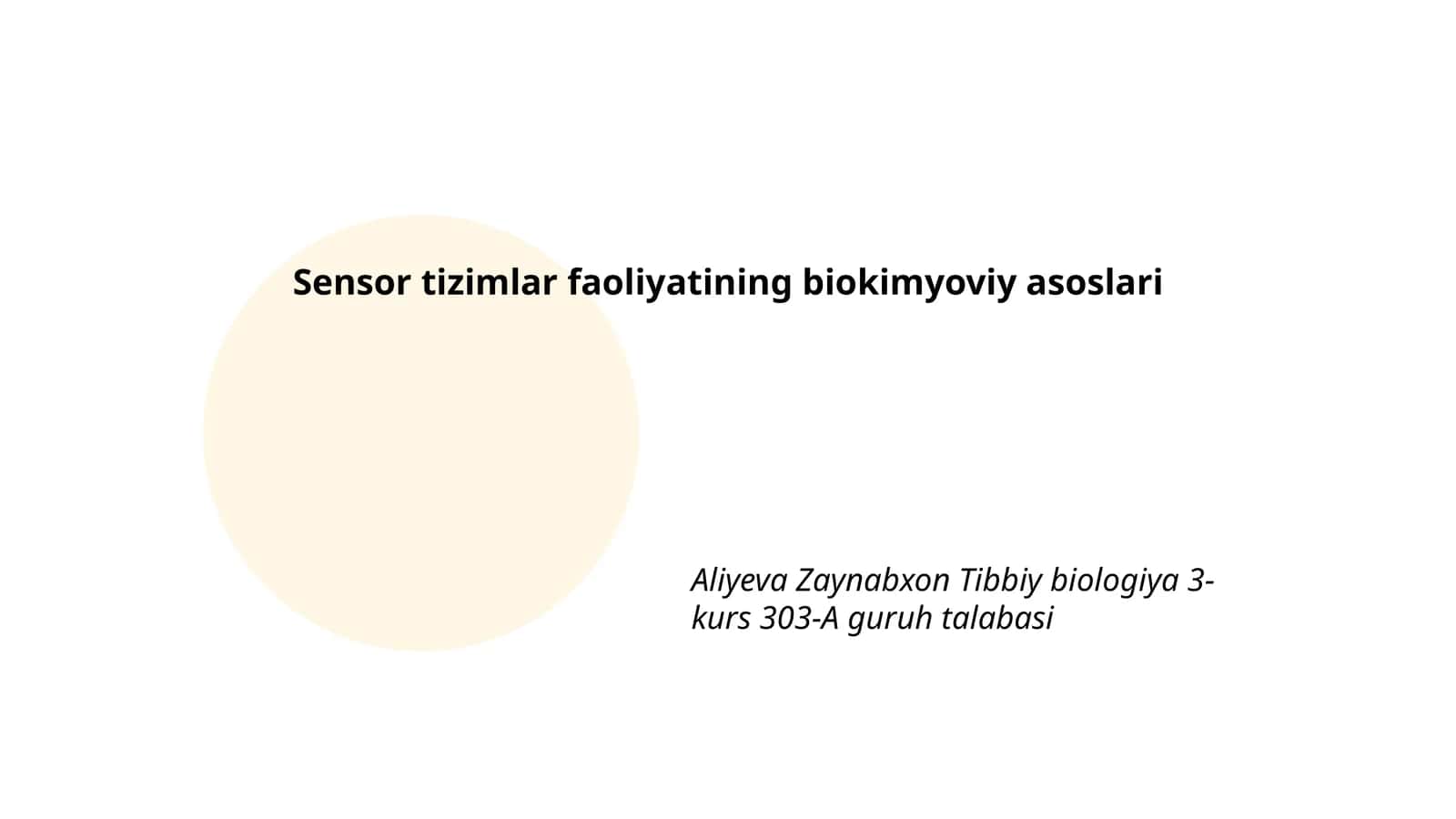 Sensor tizimlar faoliyatining biokimyoviy asoslari