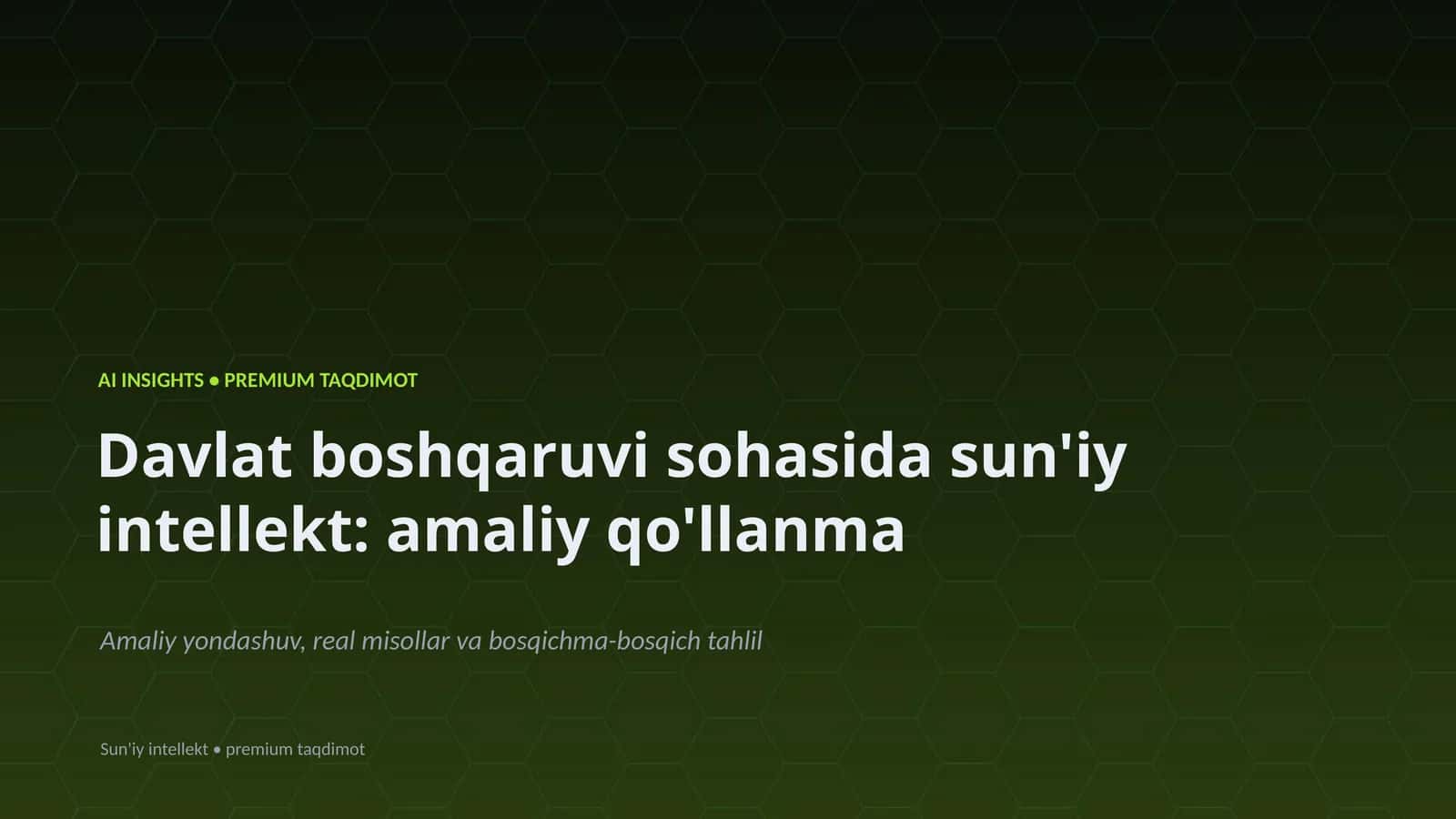 Davlat boshqaruvi sohasida sun'iy intellekt: amaliy qo'llanma