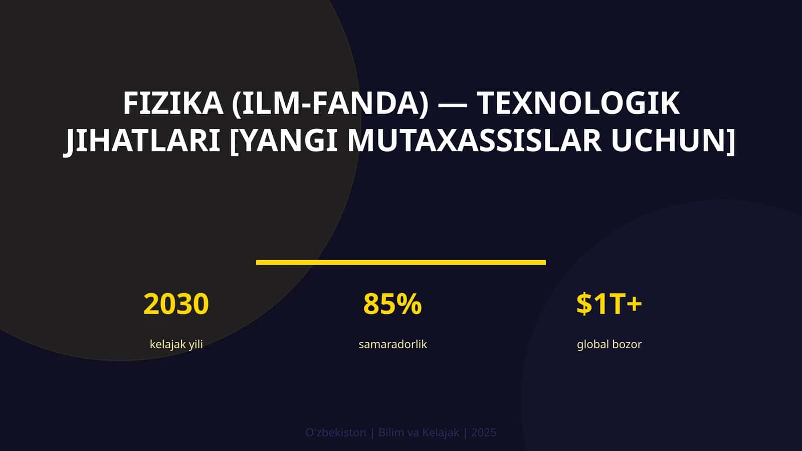 FIZIKA (ILM-FANDA) — TEXNOLOGIK JIHATLARI [YANGI MUTAXASSISLAR UCHUN]