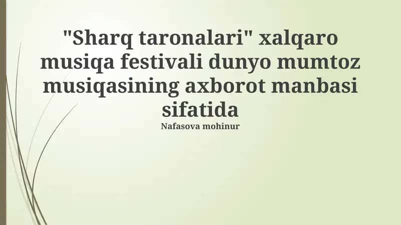 Sharq taronalari xalqaro musiqa festivali