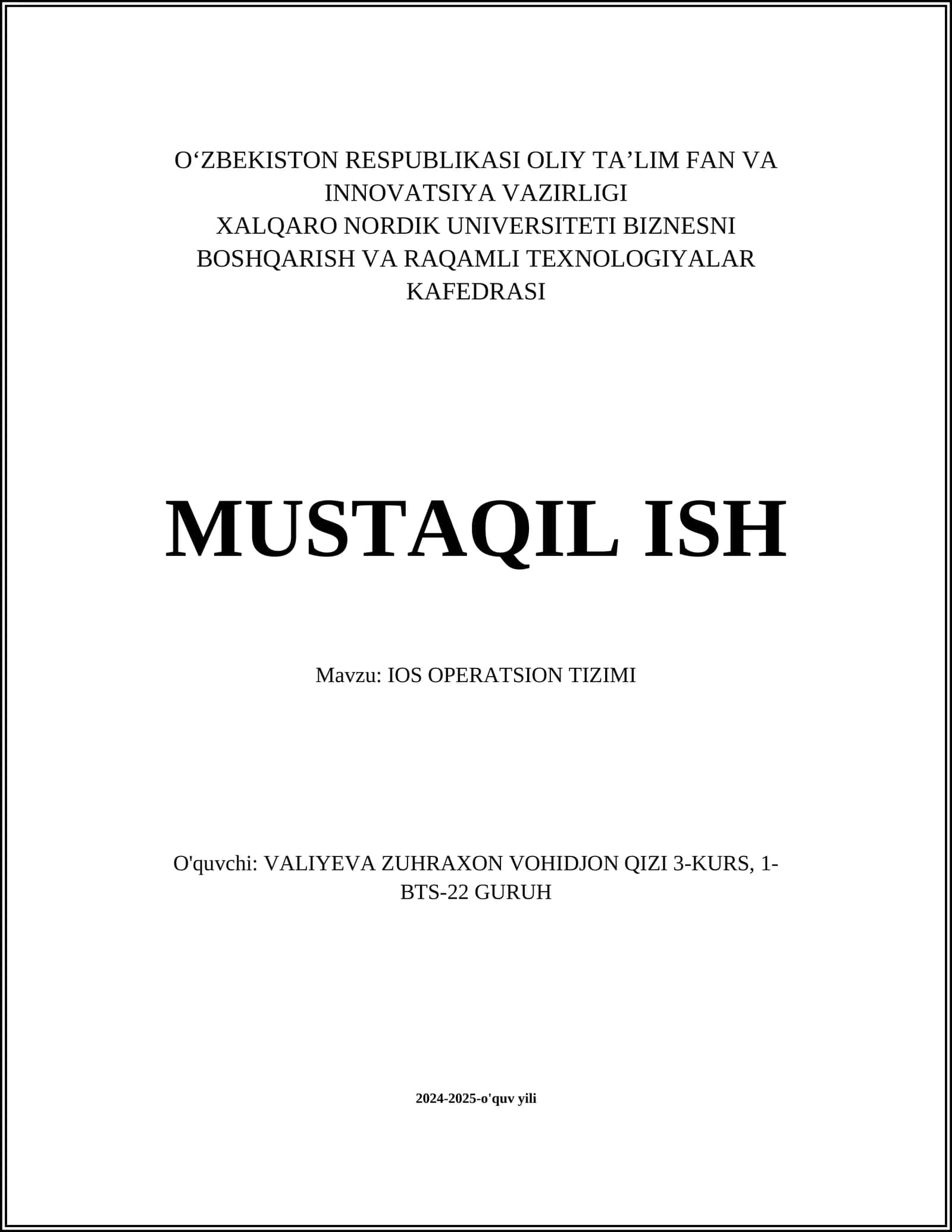 IOS OPERATSION TIZIMI