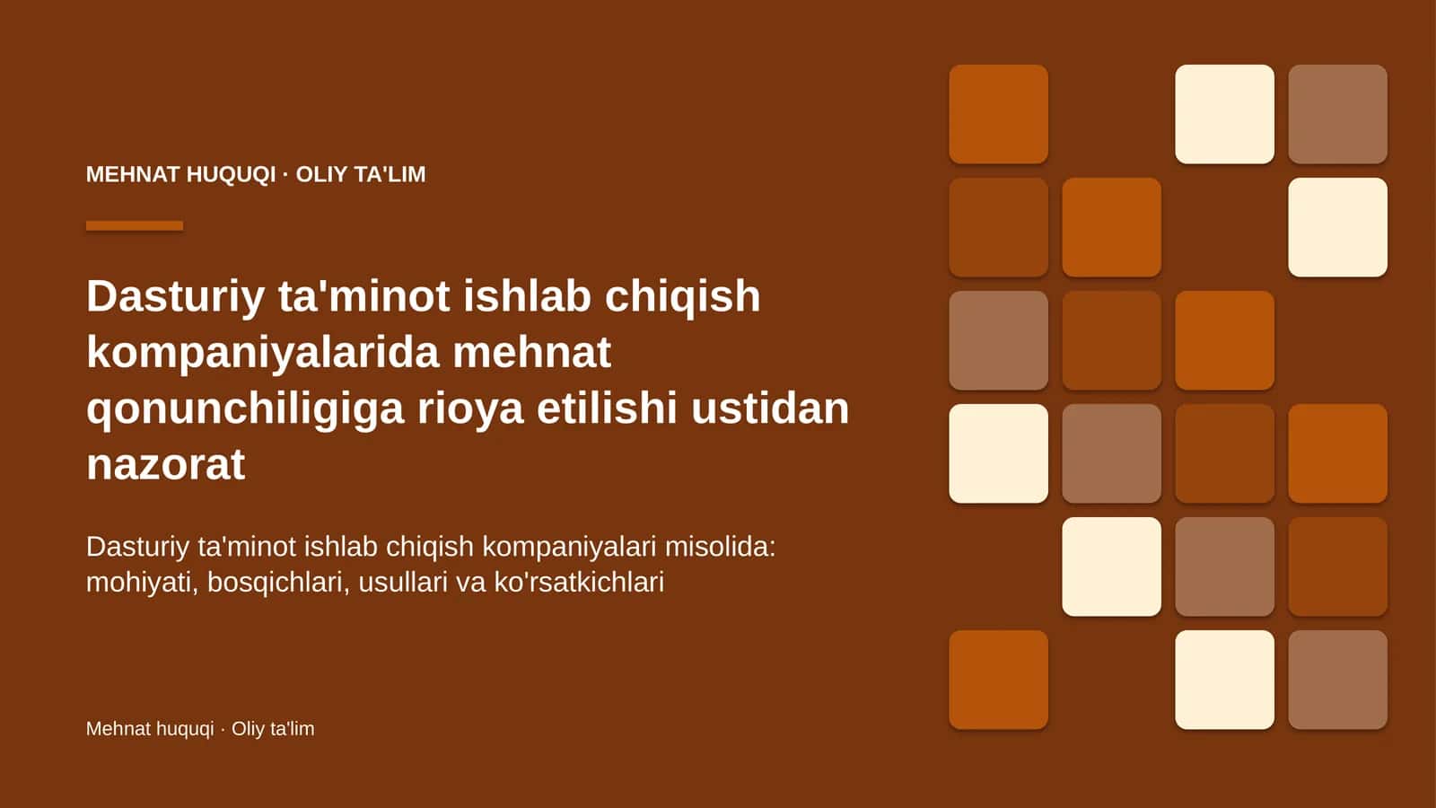 Dasturiy ta'minot ishlab chiqish kompaniyalarida mehnat qonunchiligiga rioya etilishi ustidan nazorat