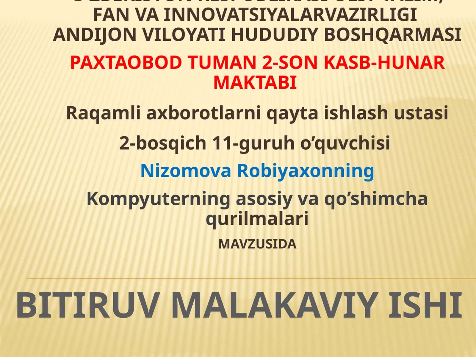 Kompyuterning asosiy va qo'shimcha qurilmalari