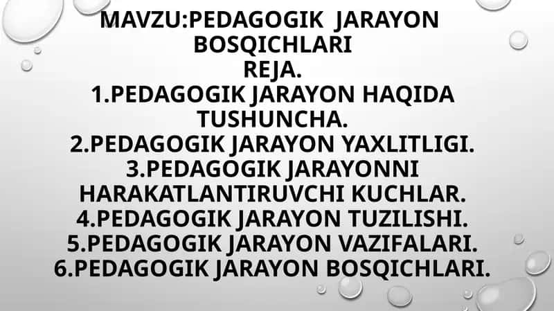 Pedagogik jarayon bosqichlari