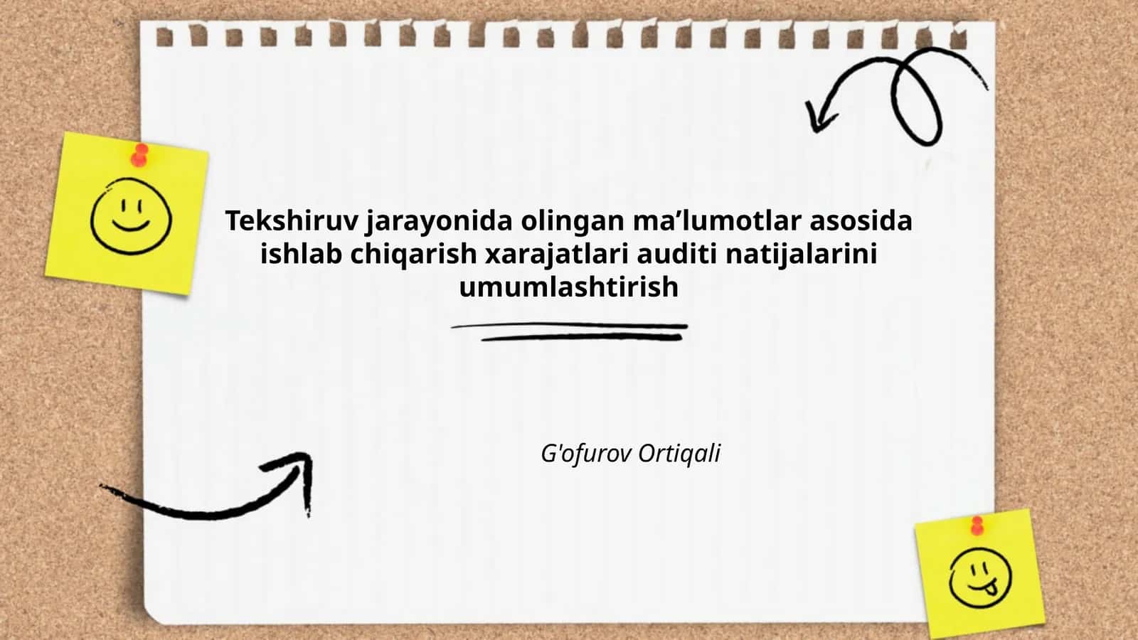 Ishlab Chiqarish Xarajatlari Auditi Natijalarini Umumlashtirish