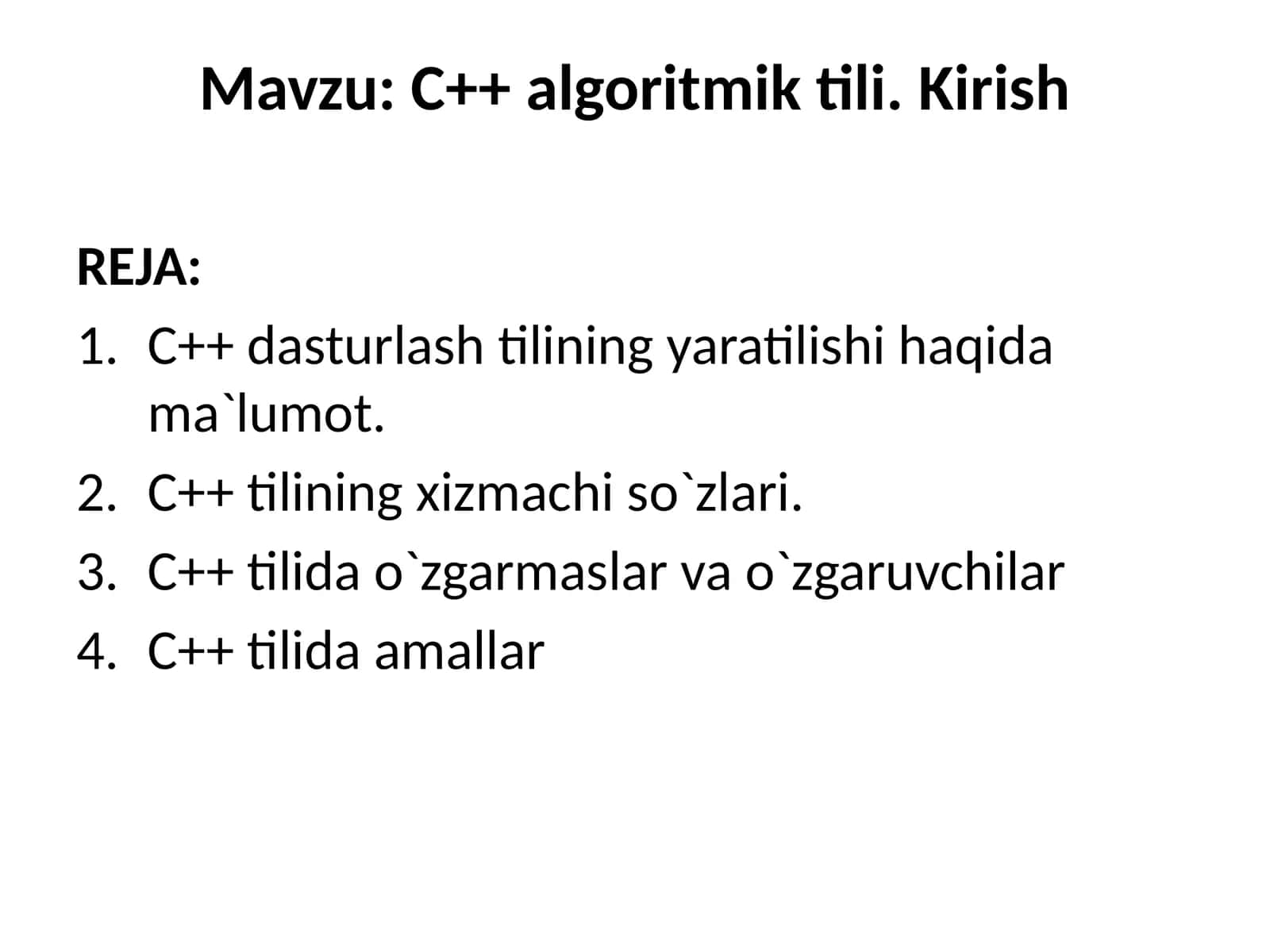 C++algoritmiktili.Kirish