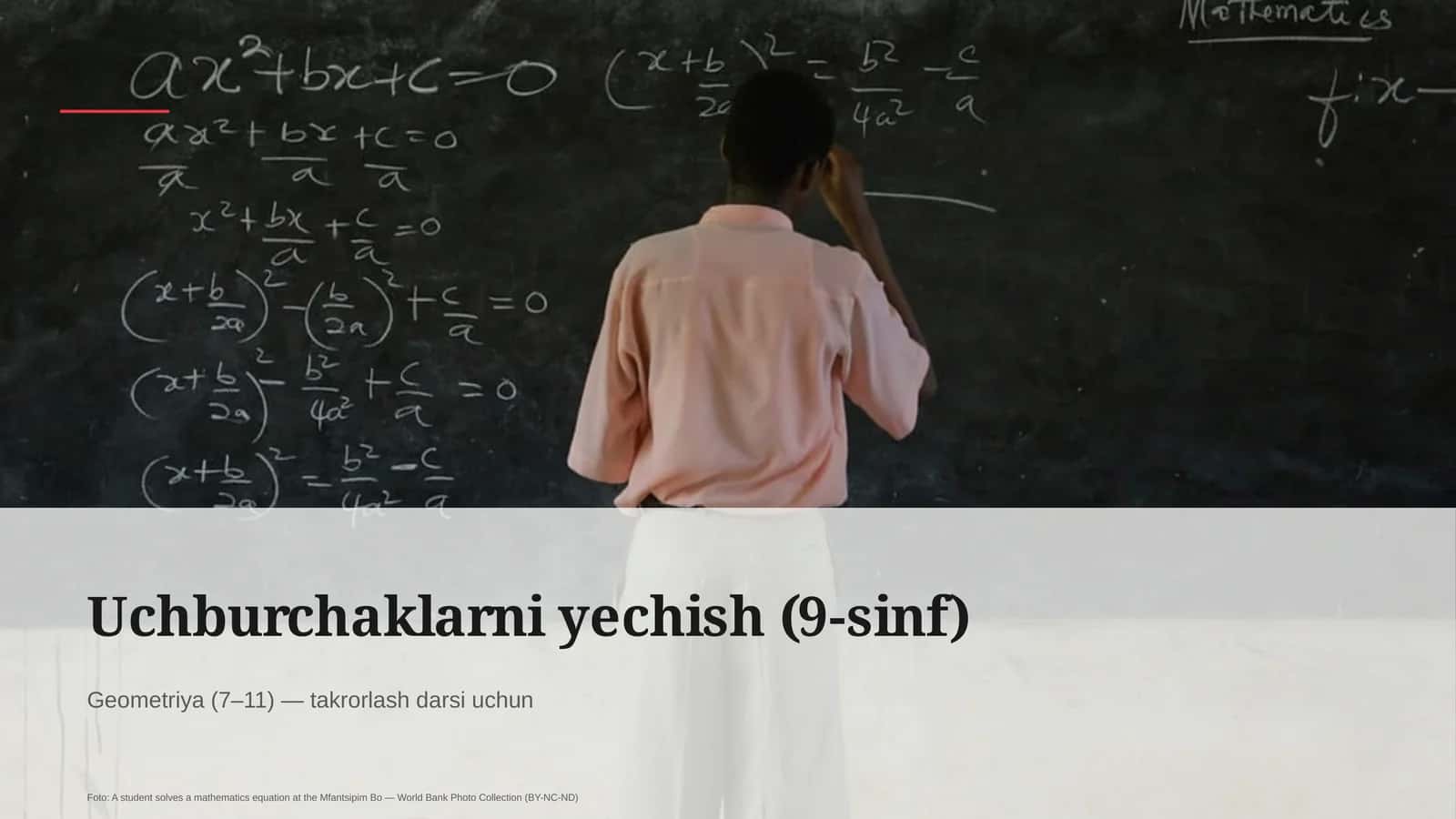 Uchburchaklarni yechish (9-sinf)