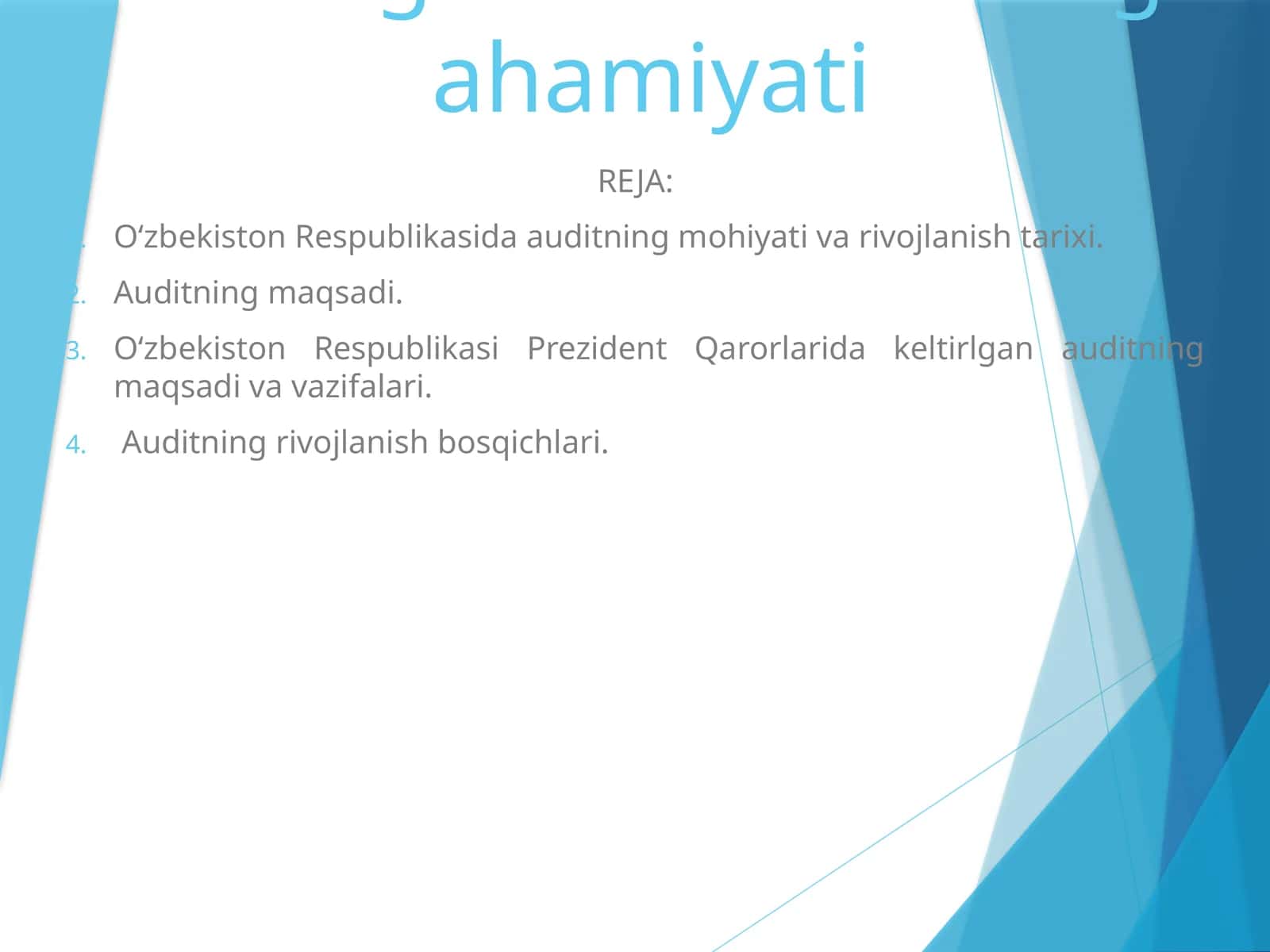 Auditga kirish va uning ahamiyati