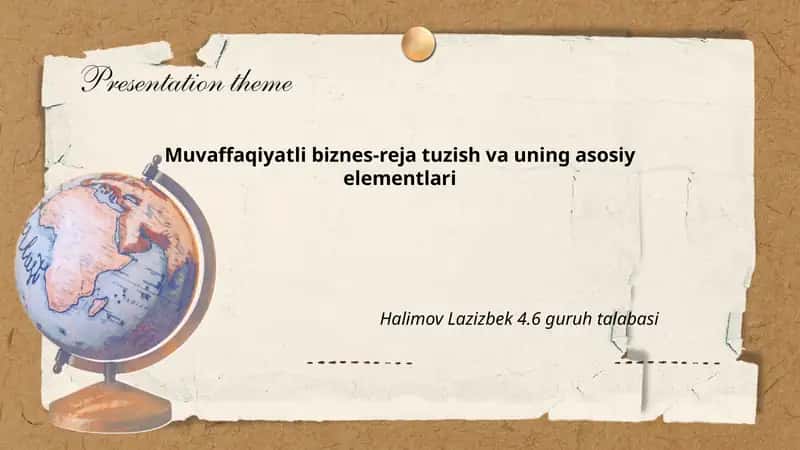 Biznes-reja tuzish va uning asosiy elementlari