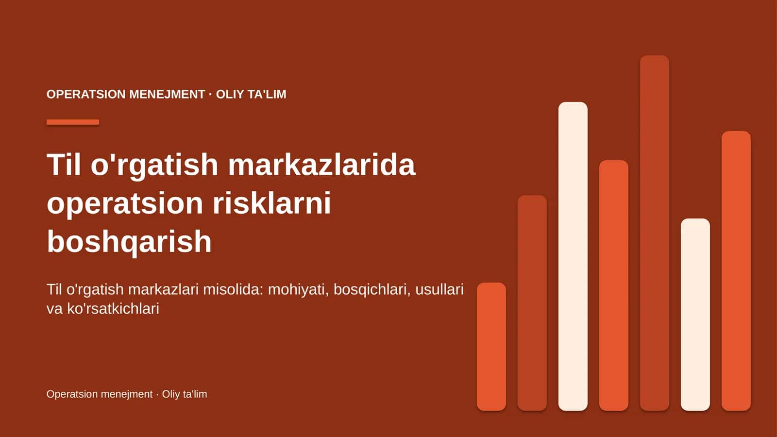 Til o'rgatish markazlarida operatsion risklarni boshqarish