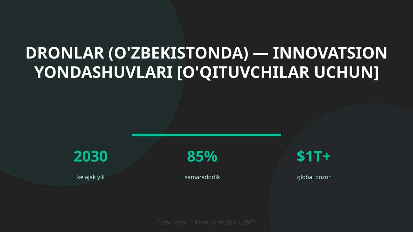 Dronlar (O'zbekistonda) — innovatsion yondashuvlari [o'qituvchilar uchun]