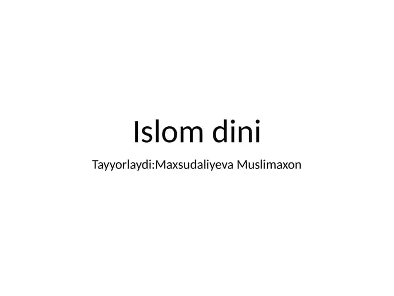 Islomdini Tayyorlaydi