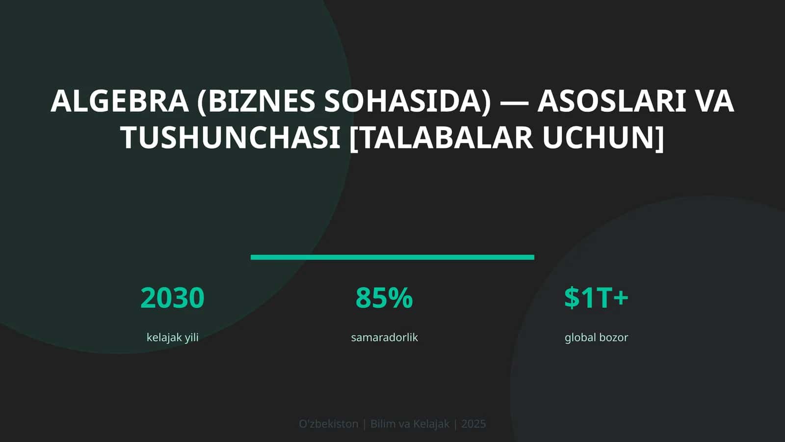 Algebra (biznes sohasida) — asoslari va tushunchasi [talabalar uchun]