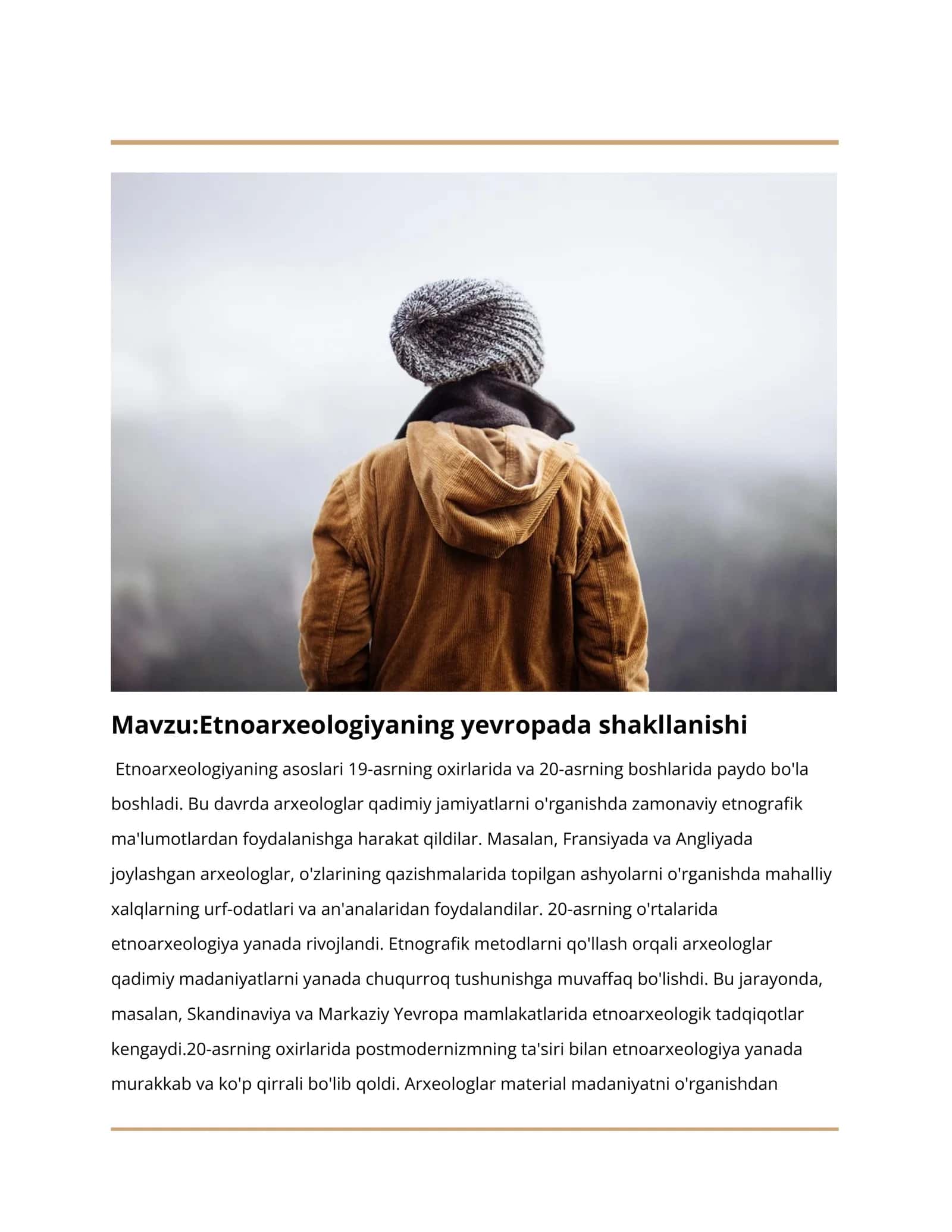 Etnoarxeologiyaning yevropada shakllanishi