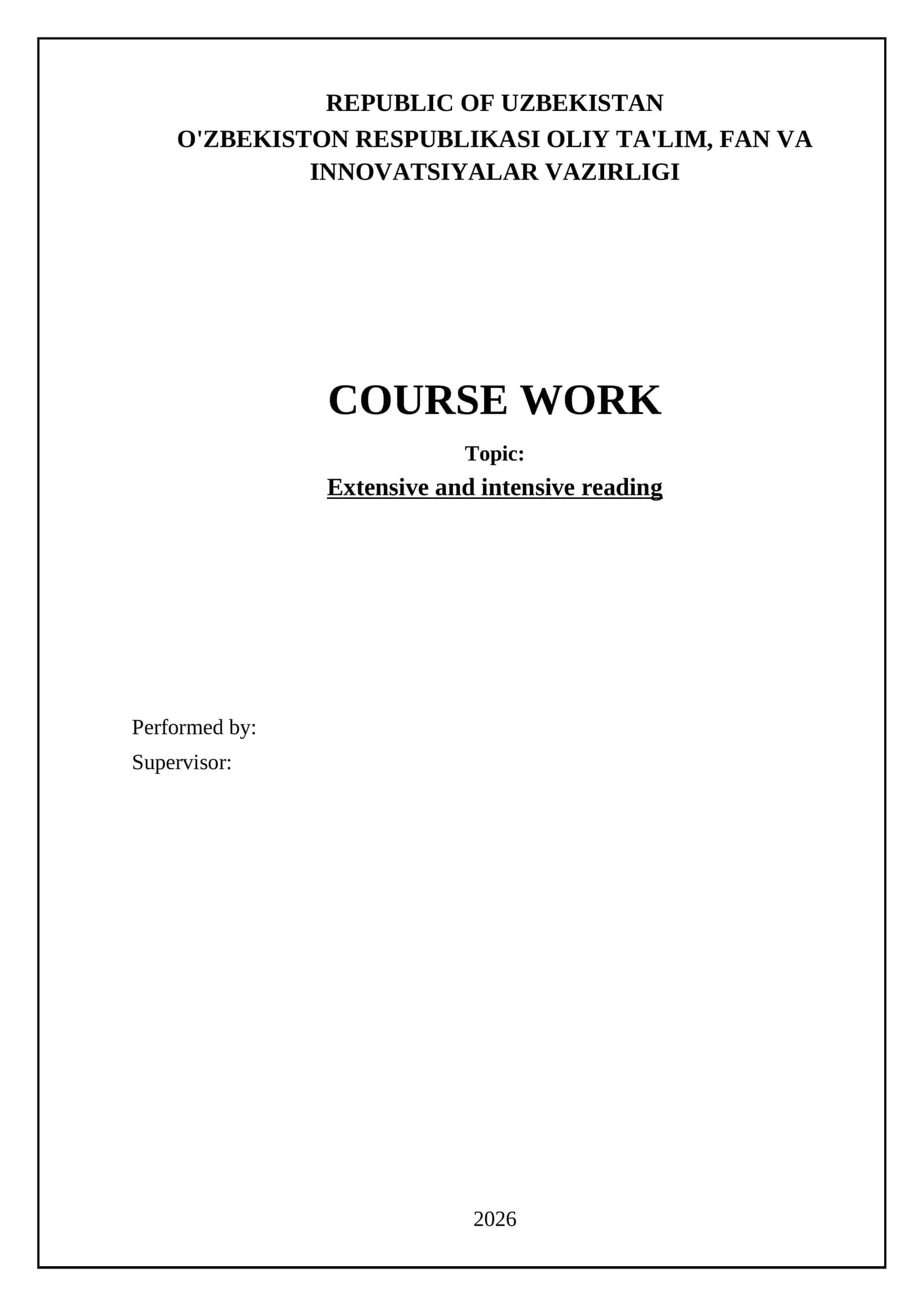 Extensive and Intensive Reading