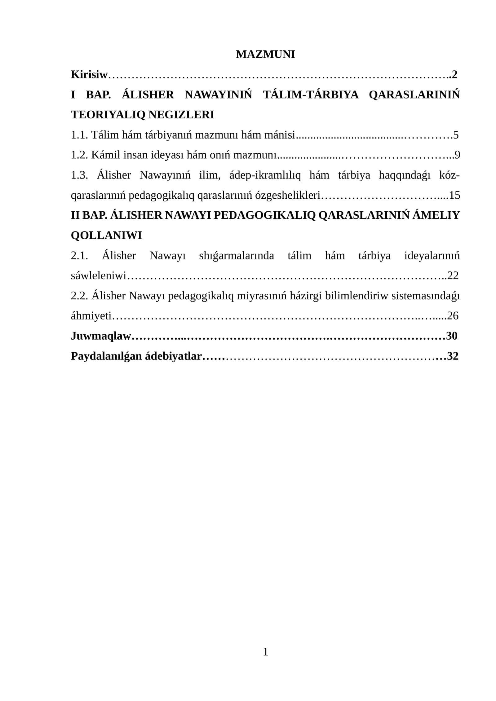 ÁLISHER NAWAYINIŃ TÁLIM-TÁRBIYA QARASLARINIŃ TEORIYALIQ NEGIZLERI