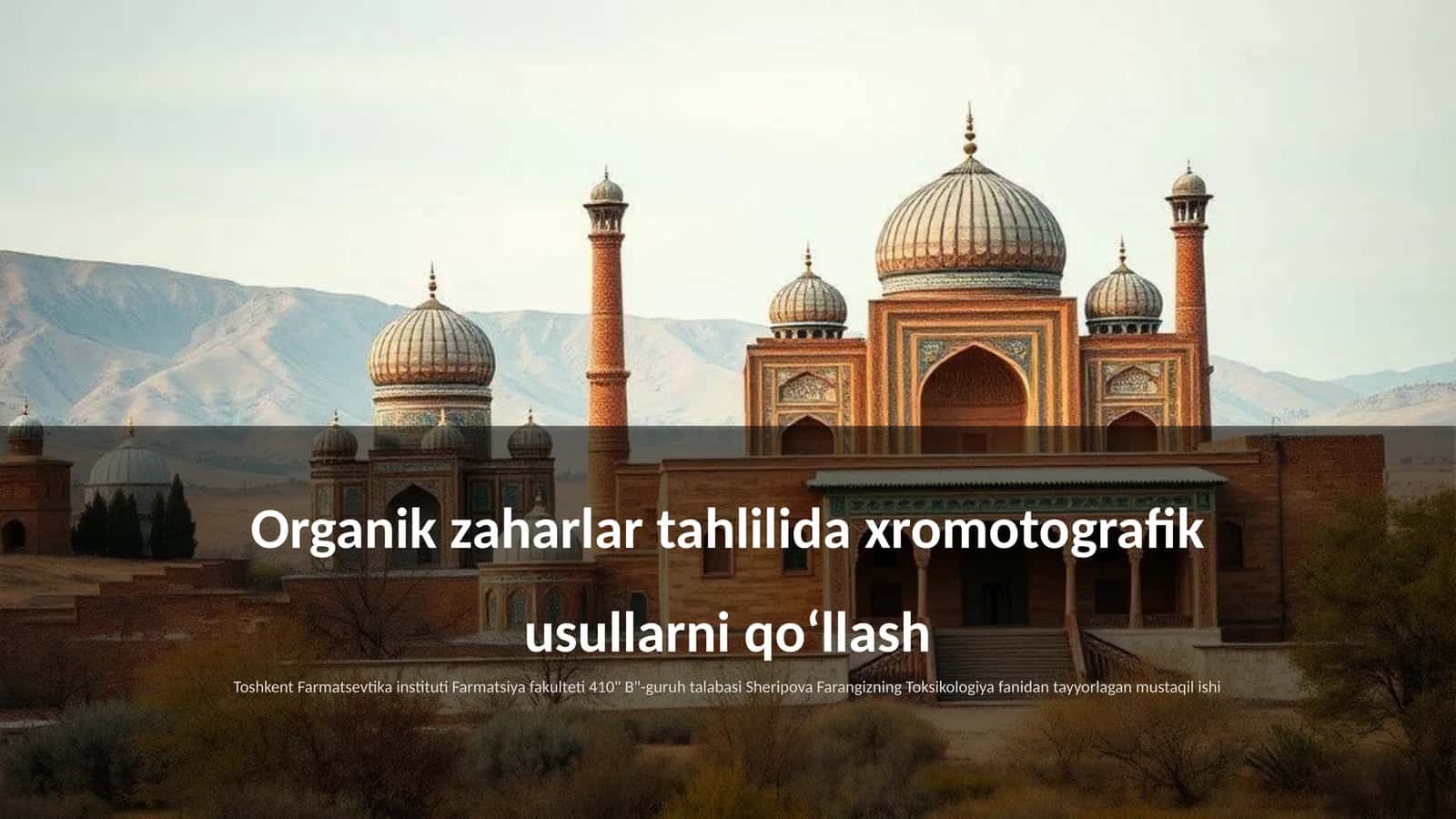 Organik zaharlar tahlilida xromotografik usullarni qoʻllash