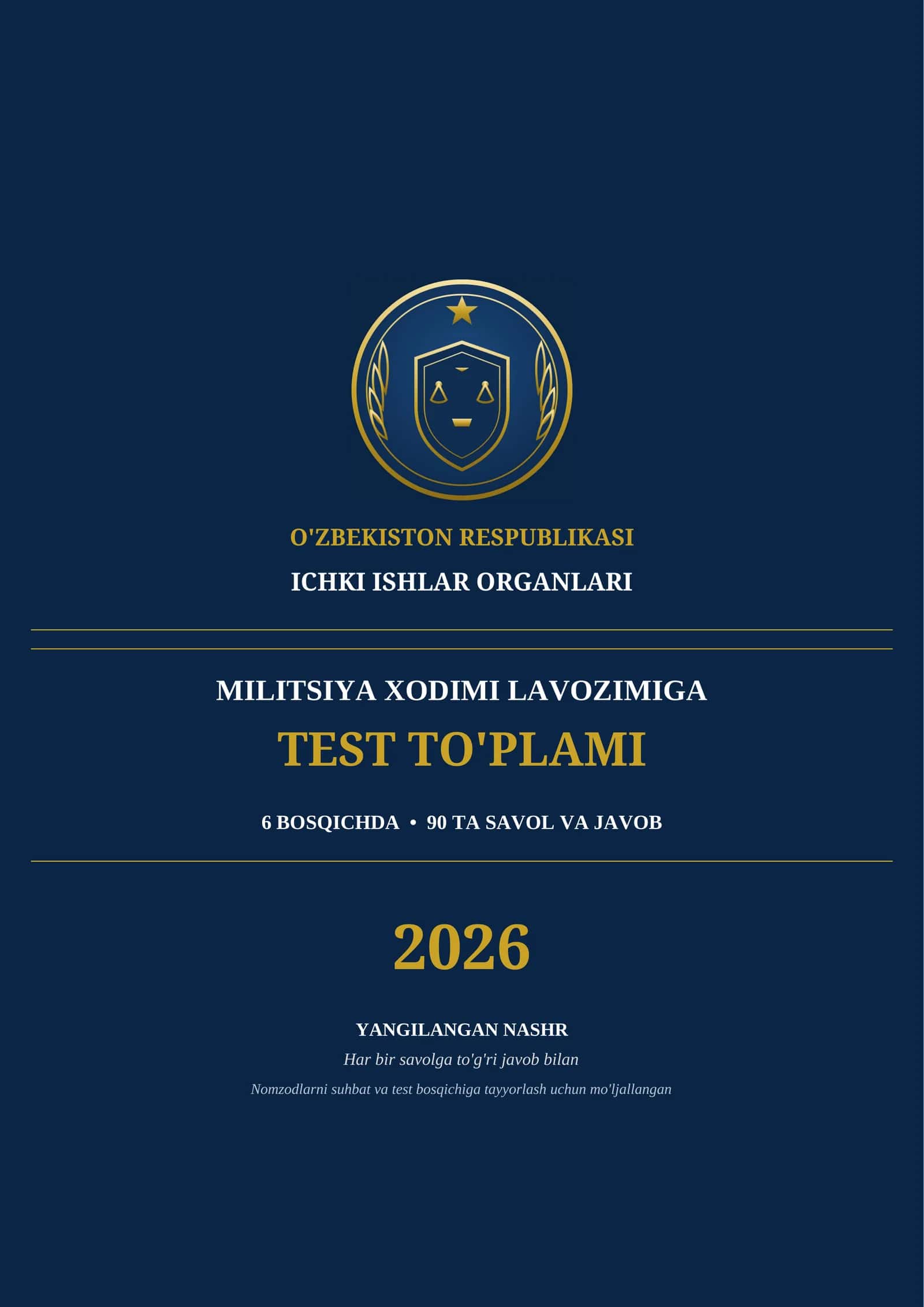 Militsiya test savollari 2026