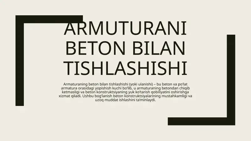 Armuturani beton bilan tishlashishi